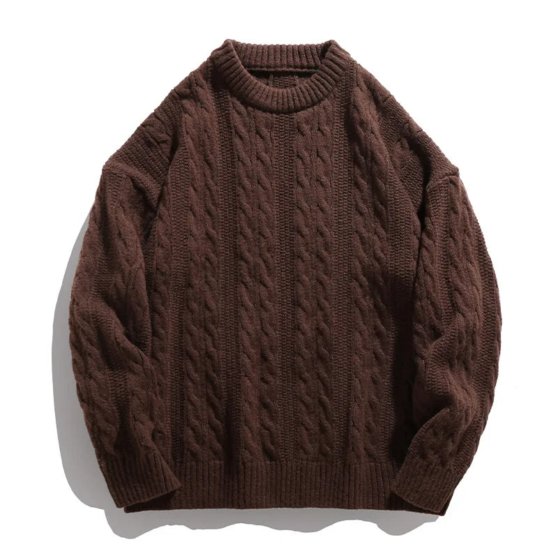 Japanese Cable-Knit Round Neck Sweater