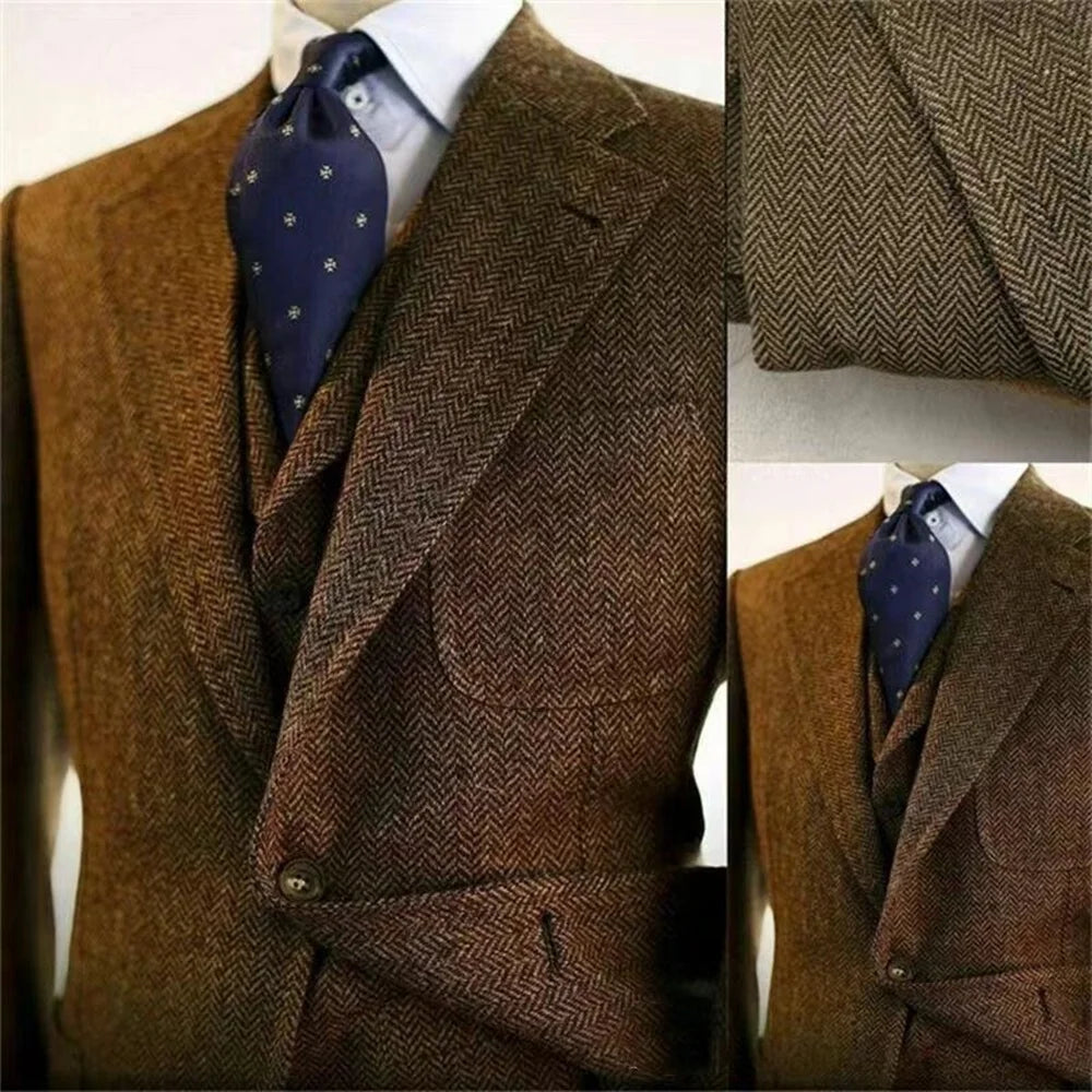 Men’s Winter Tweed Wool 3-Piece Suit