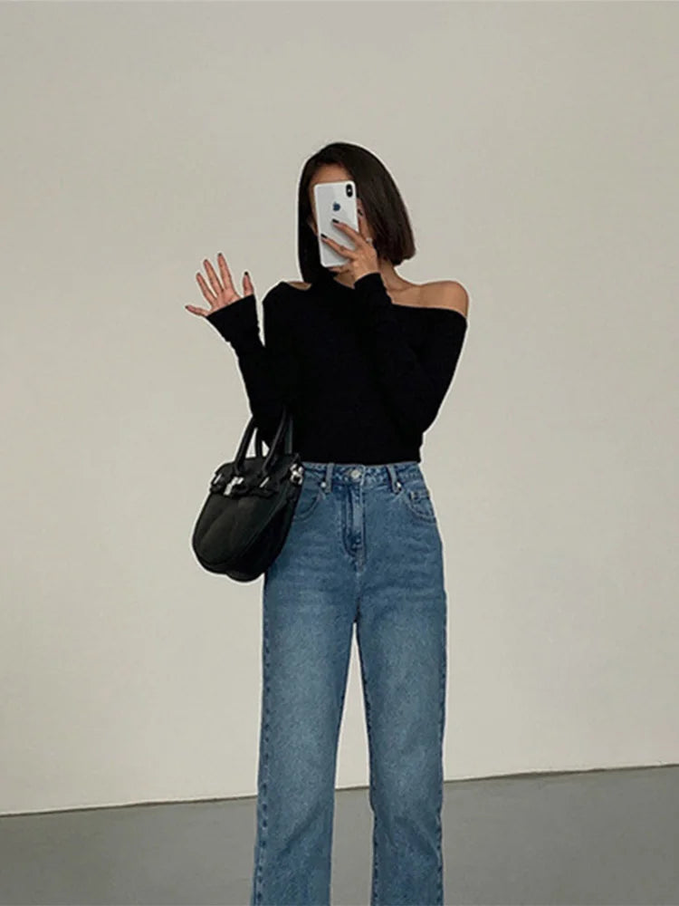 Skew Collar Off-Shoulder Crop Top