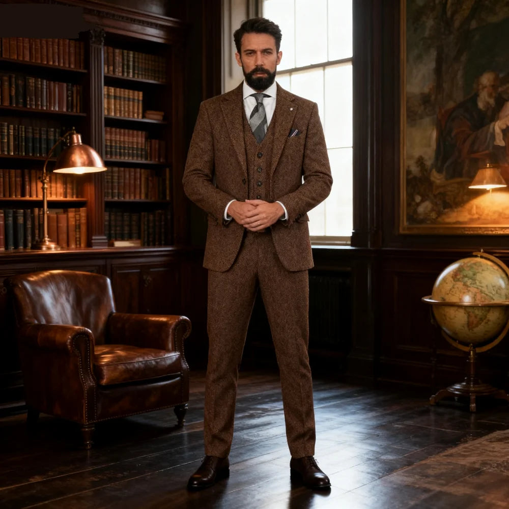 Men’s Winter Tweed Wool 3-Piece Suit
