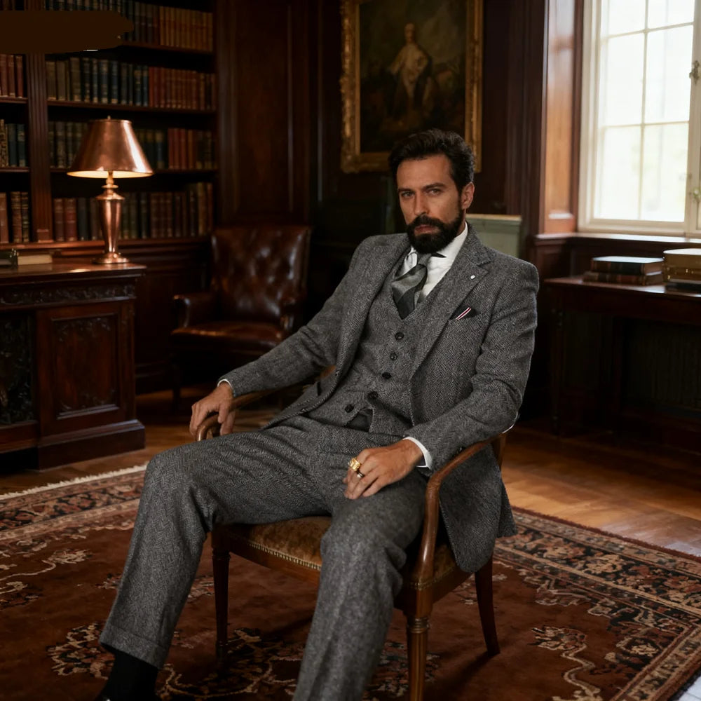Men’s Winter Tweed Wool 3-Piece Suit