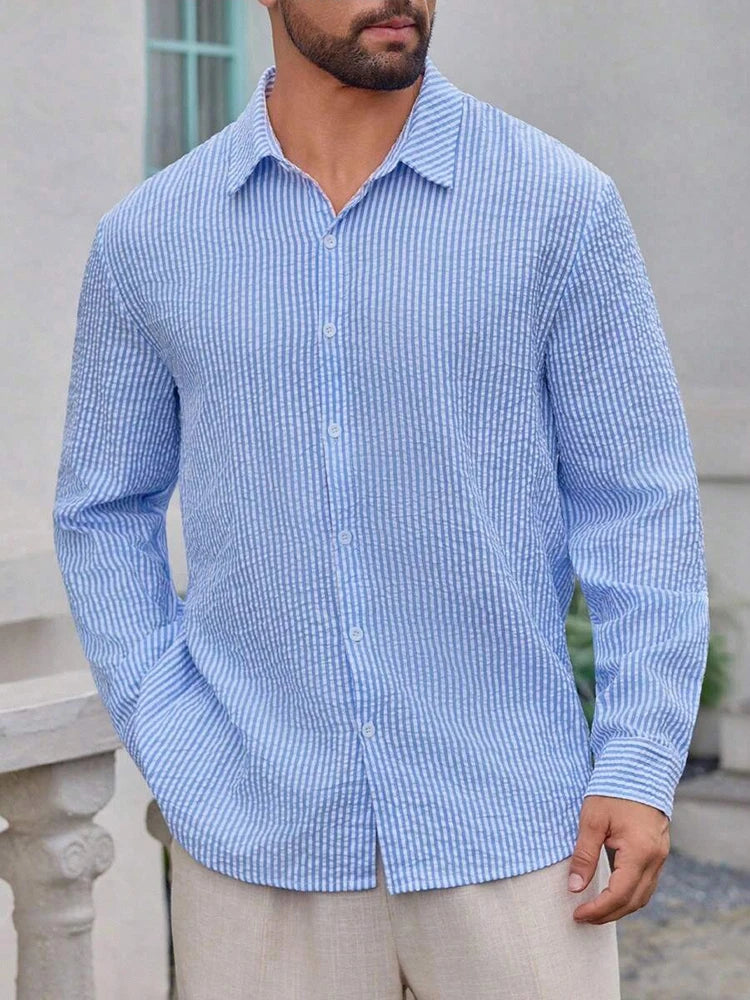 Men’s Striped Textured Shirt, Casual
