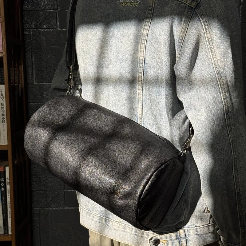 Men’s Cowhide Minimalist Bucket Bag