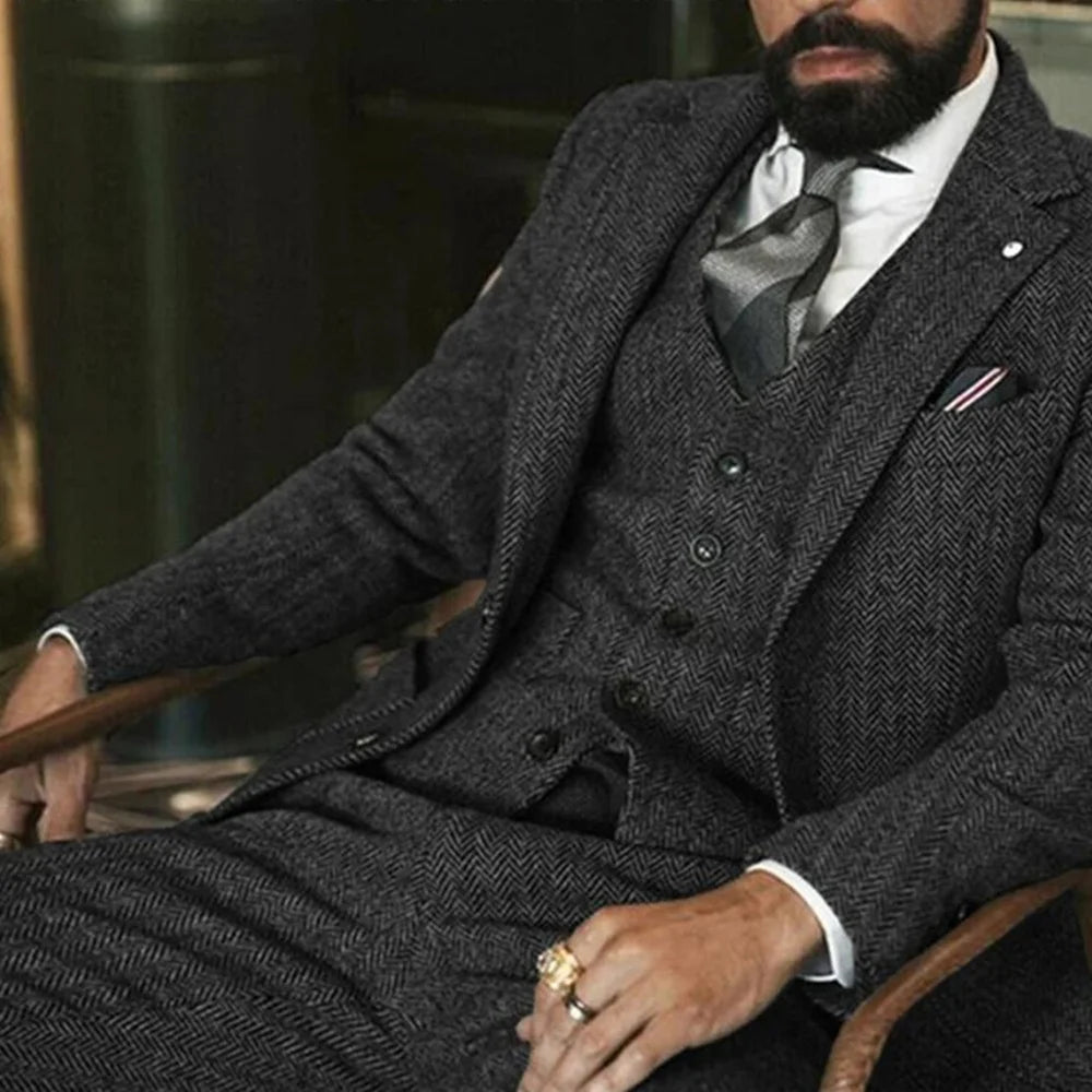 Men’s Winter Tweed Wool 3-Piece Suit