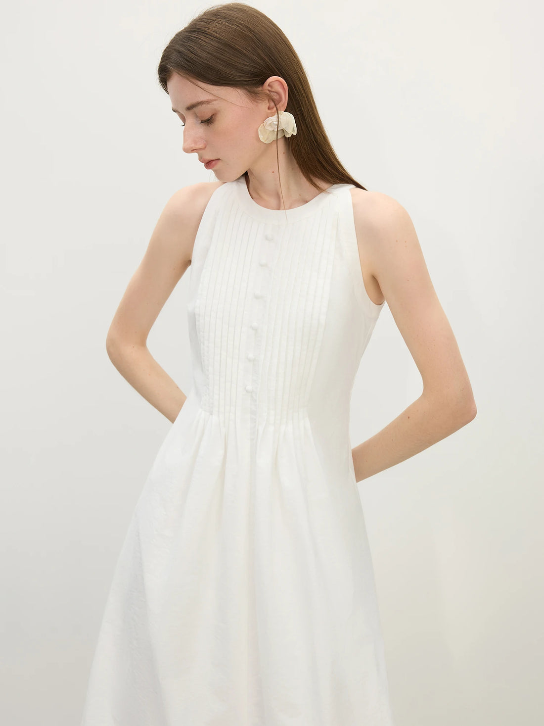 Accordion Pleats Halter Neck Dress