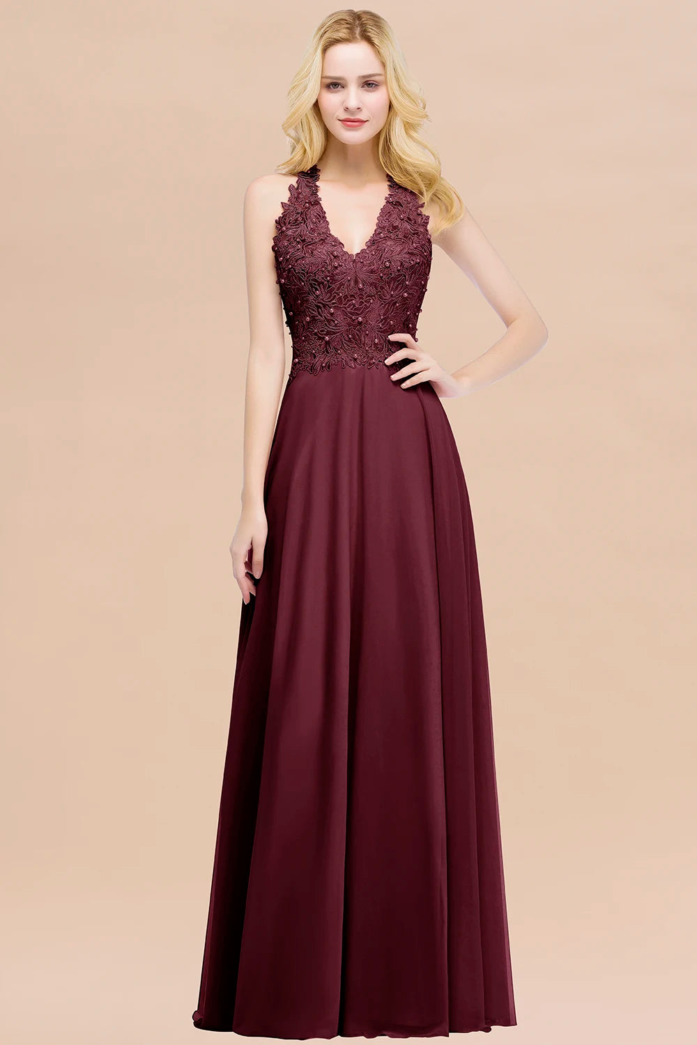 V-Neck Lace A-Line Dress