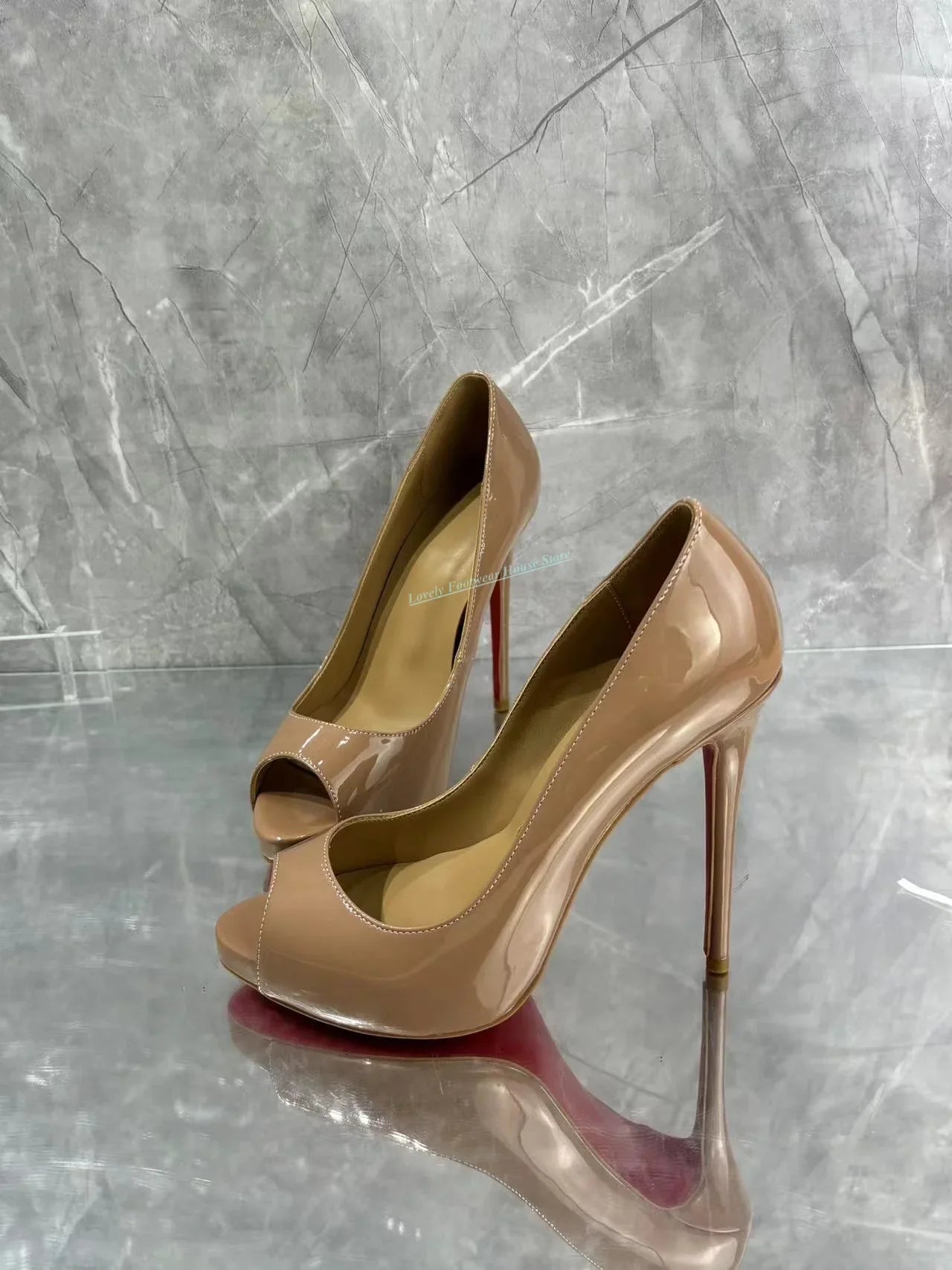 Women’s Leather Peep Toe High Heels
