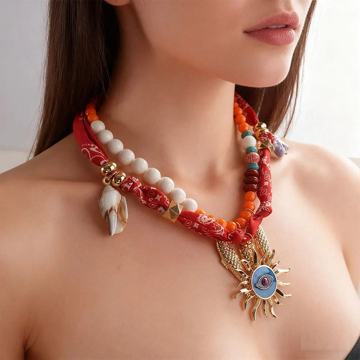 Women’s Bohemian Red Bandana Choker