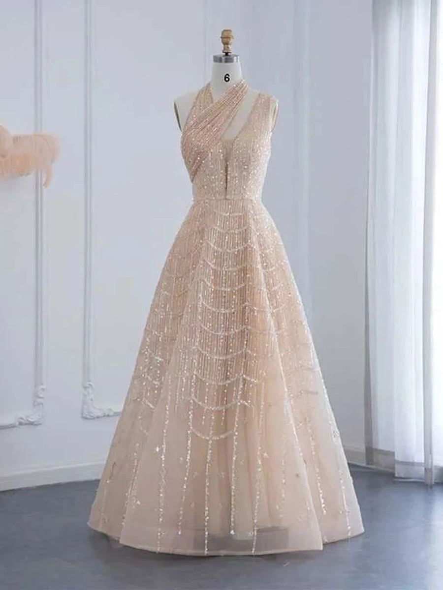 Shiny One-Shoulder Sequin Evening Dress