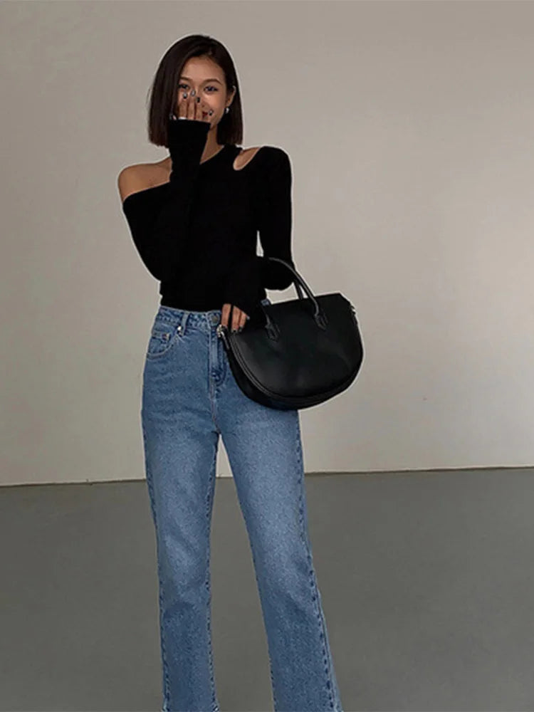 Skew Collar Off-Shoulder Crop Top