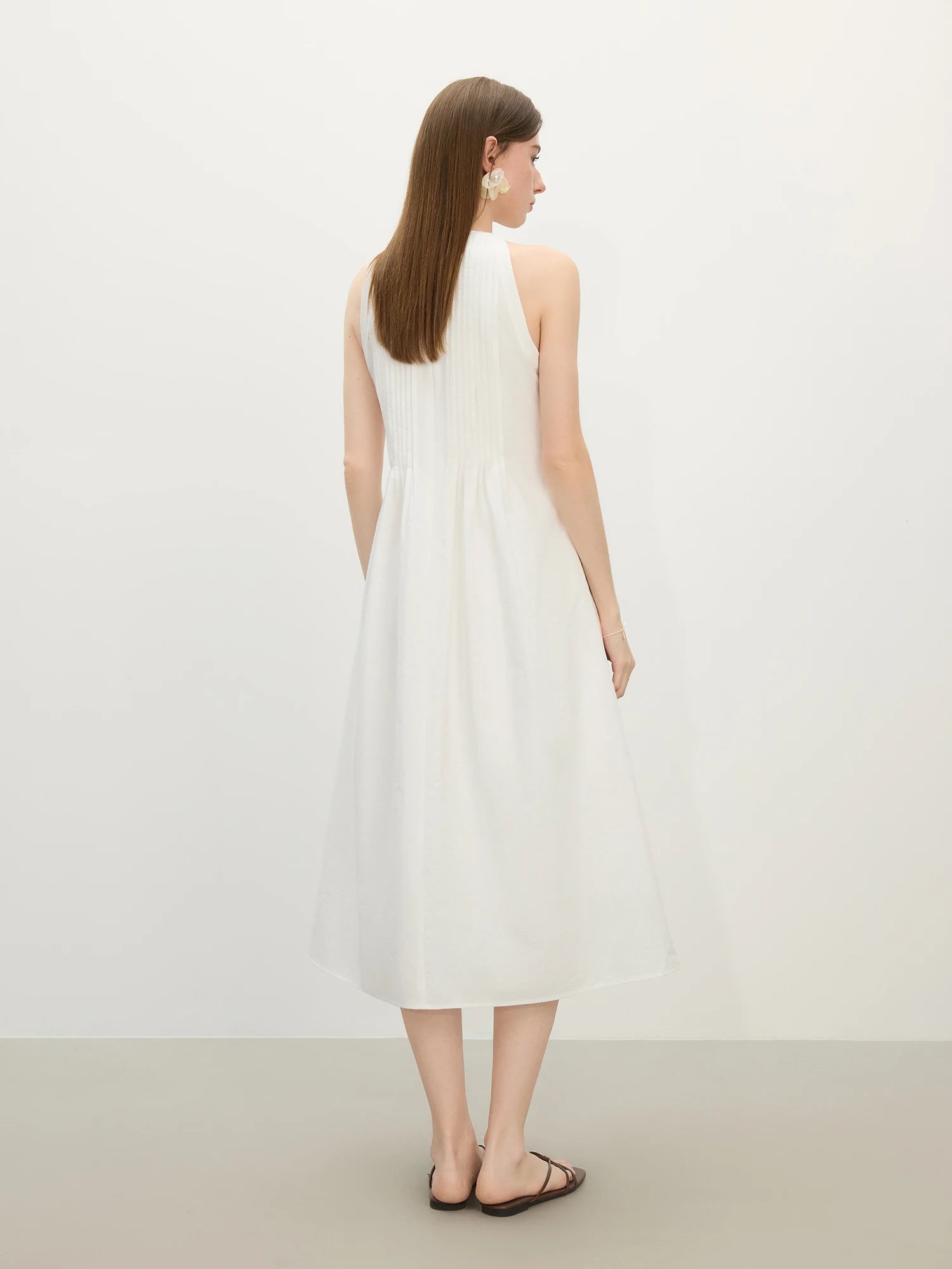 Accordion Pleats Halter Neck Dress