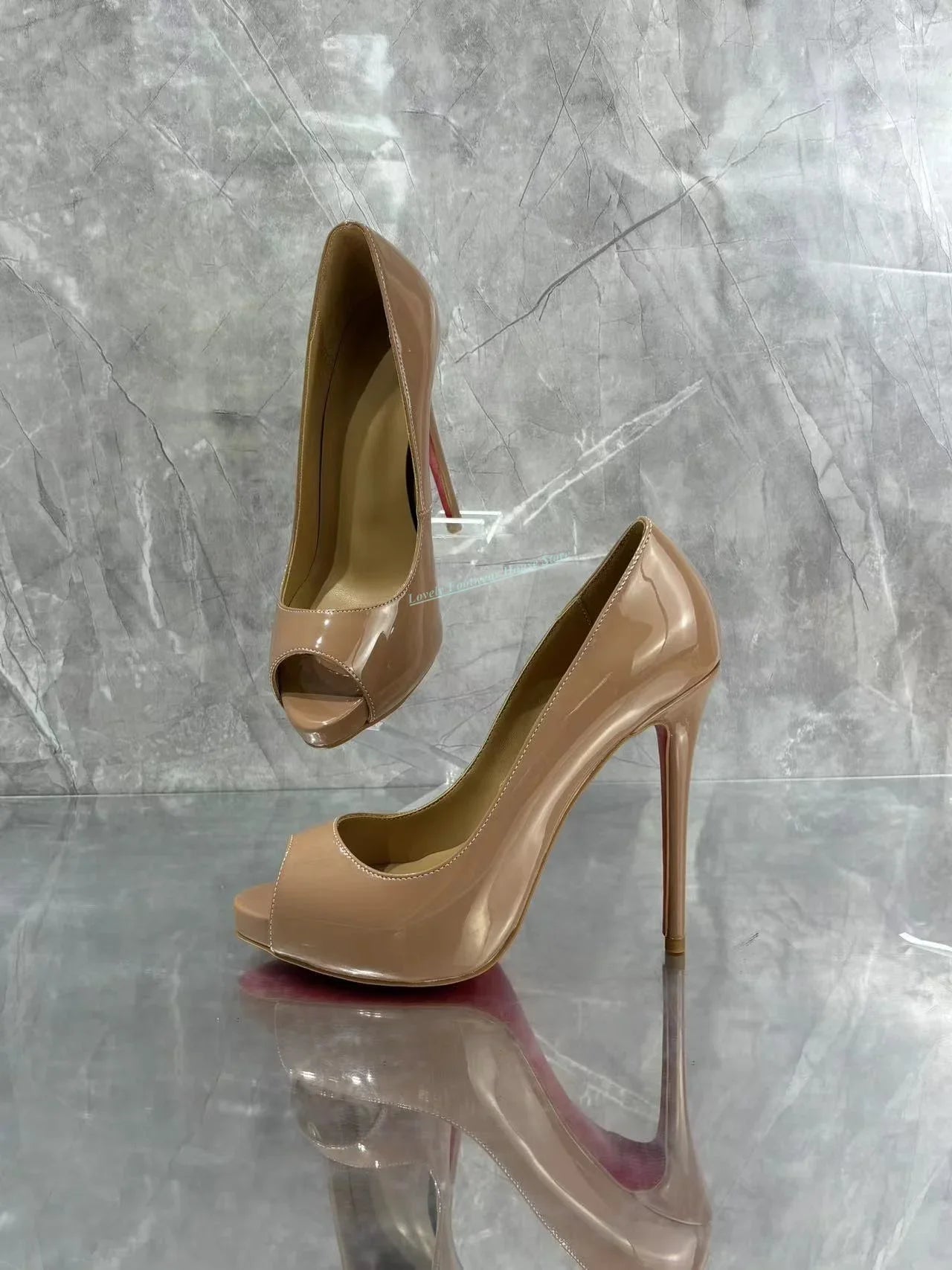 Women’s Leather Peep Toe High Heels