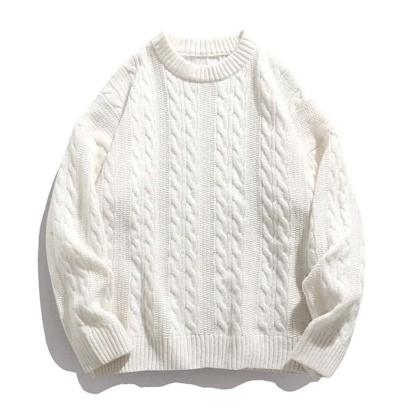 Japanese Cable-Knit Round Neck Sweater