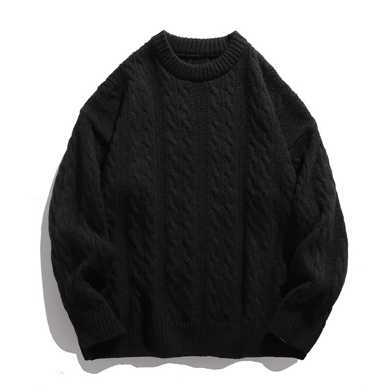 Japanese Cable-Knit Round Neck Sweater