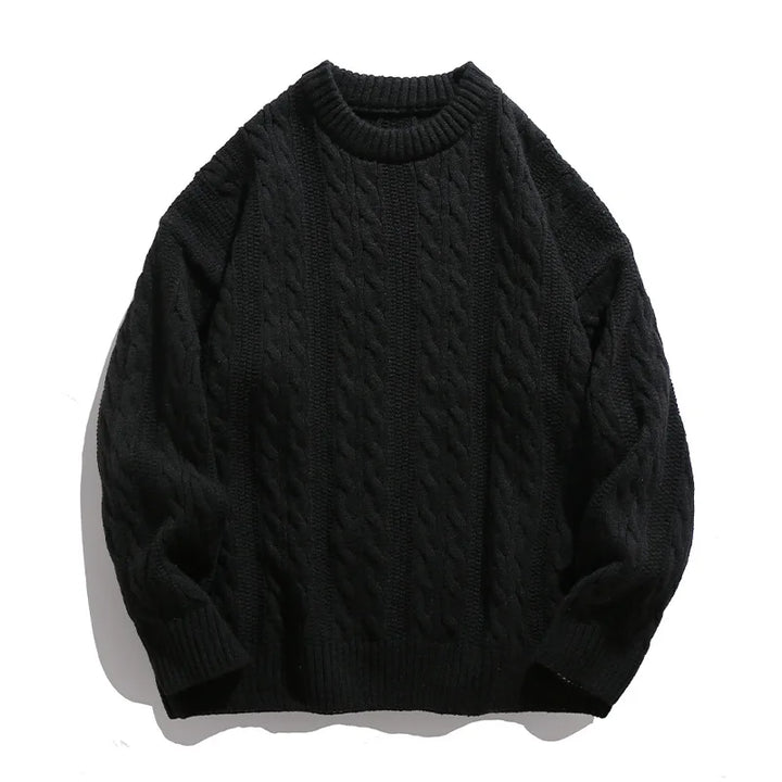 Japanese Cable-Knit Round Neck Sweater