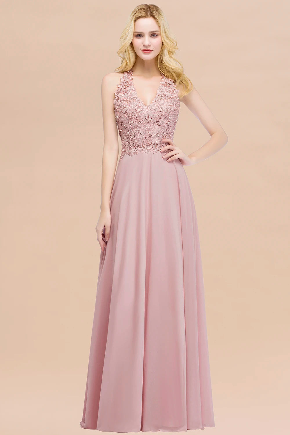 V-Neck Lace A-Line Dress