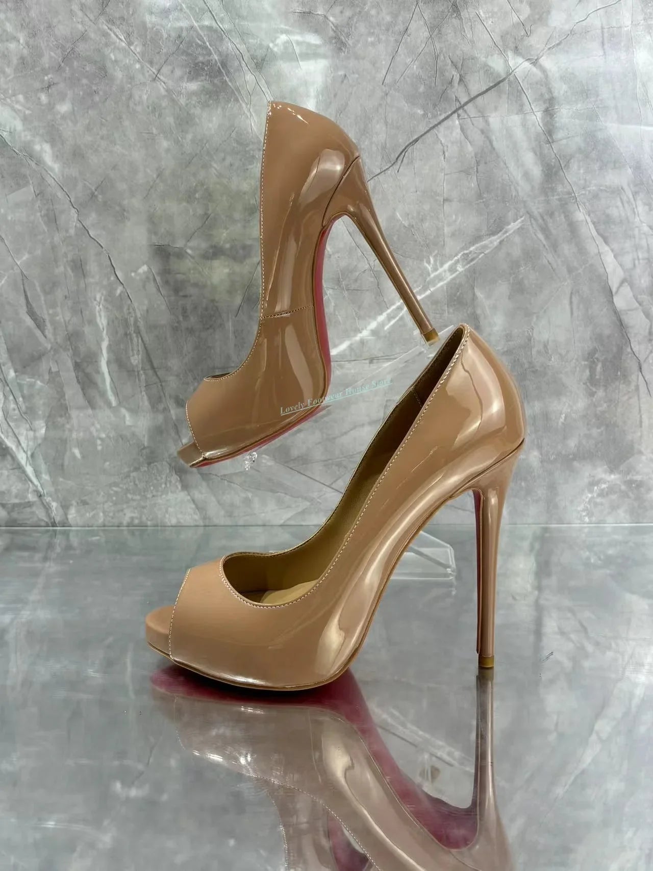 Women’s Leather Peep Toe High Heels