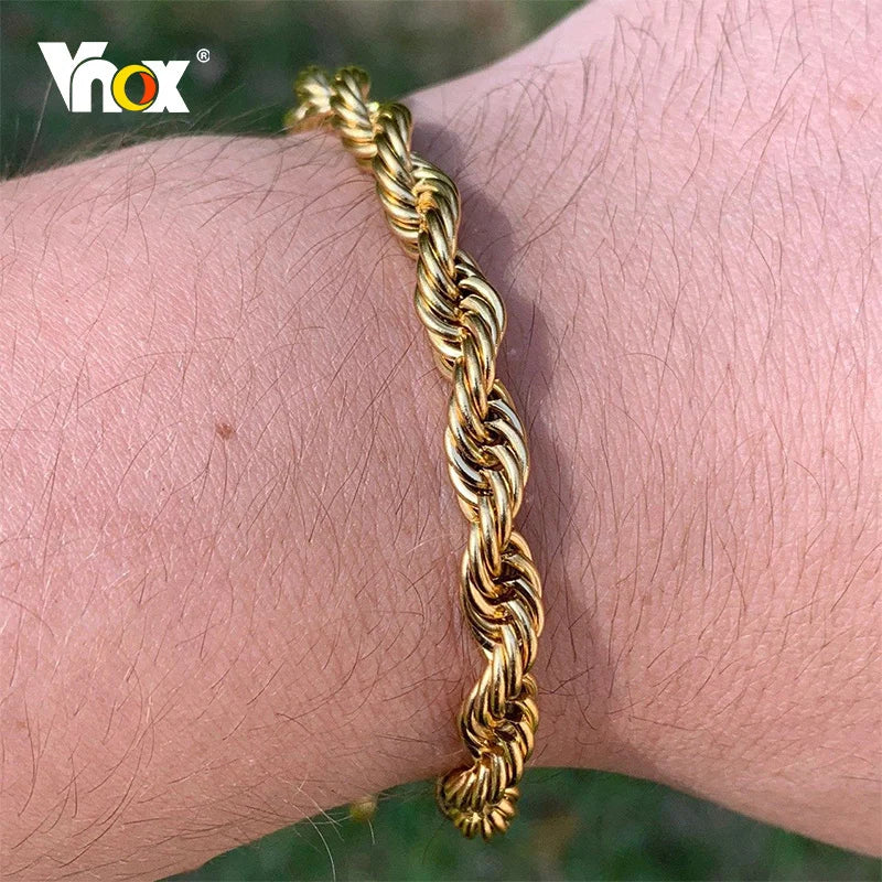 Unisex Vnox Rope Chain Bracelet