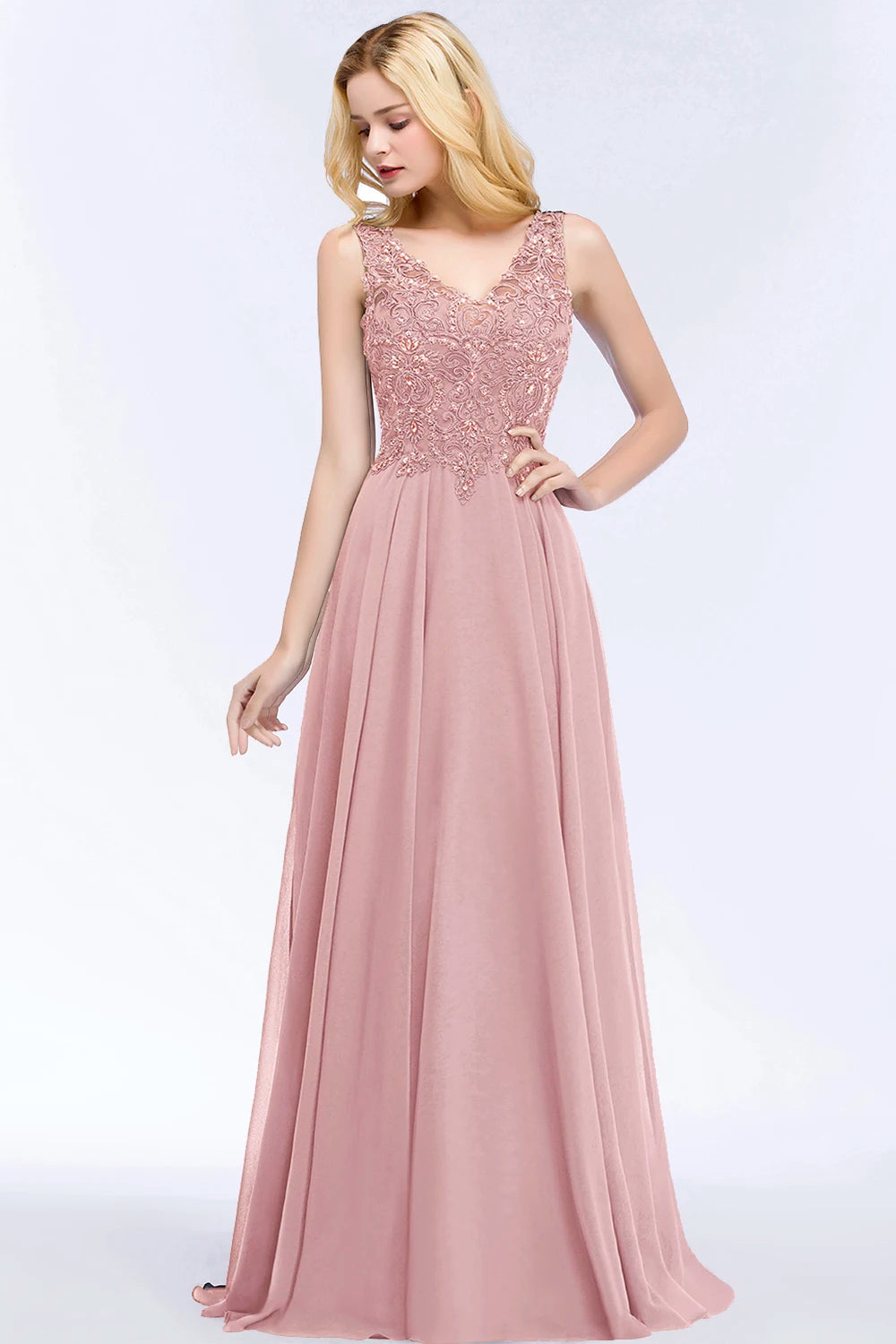 V-Neck Lace A-Line Dress