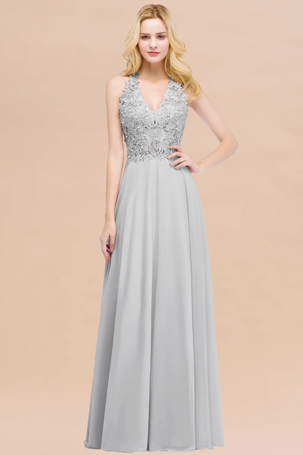 V-Neck Lace A-Line Dress