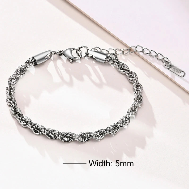 Unisex Vnox Rope Chain Bracelet