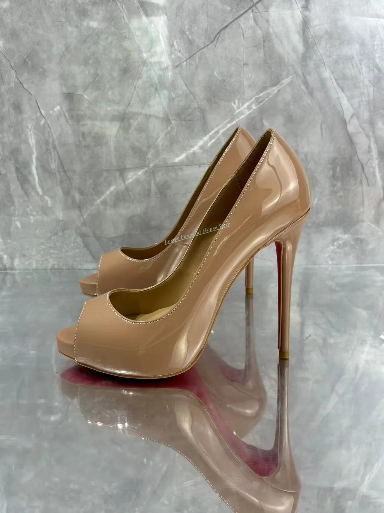 Women’s Leather Peep Toe High Heels