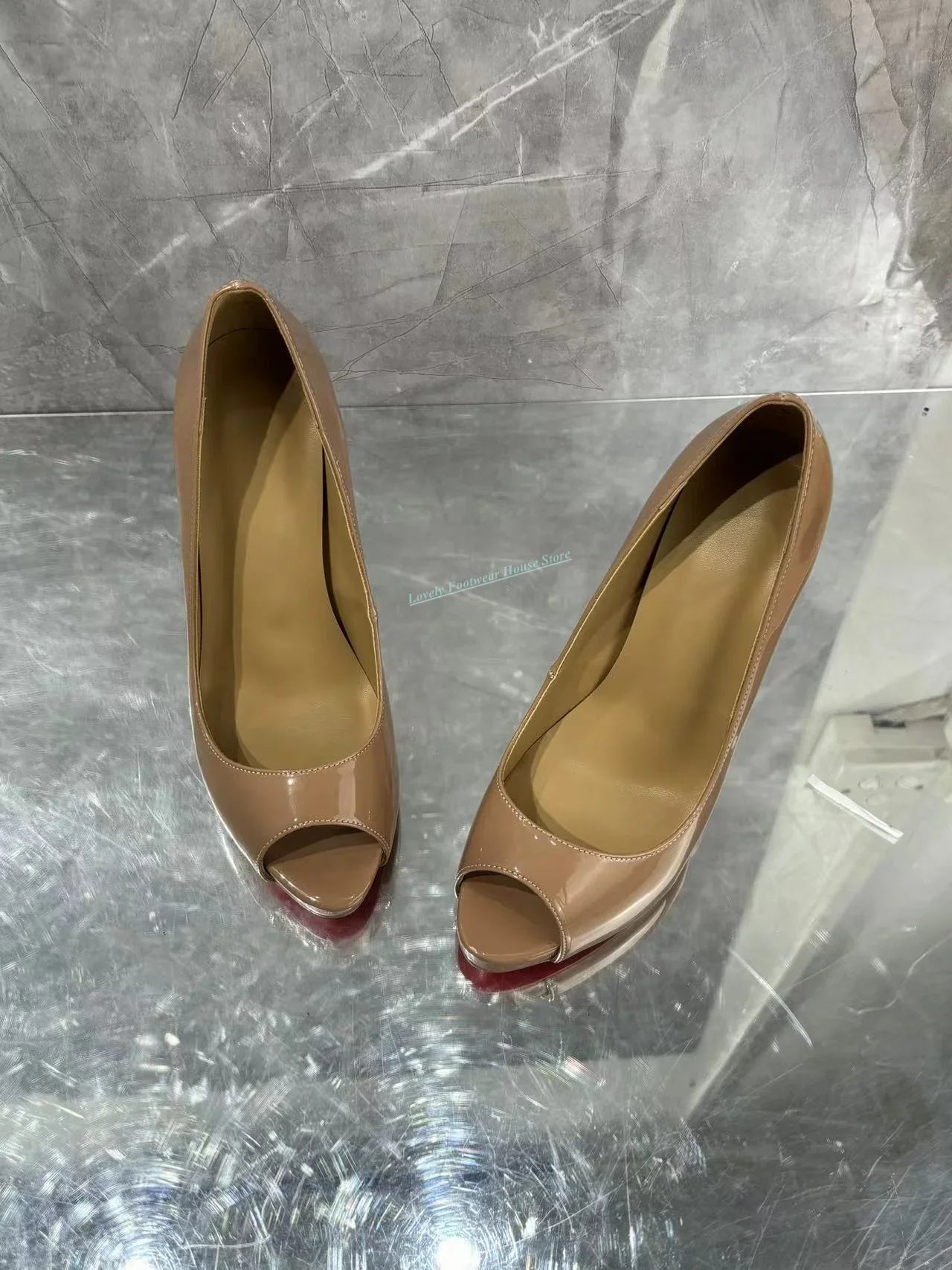 Women’s Leather Peep Toe High Heels