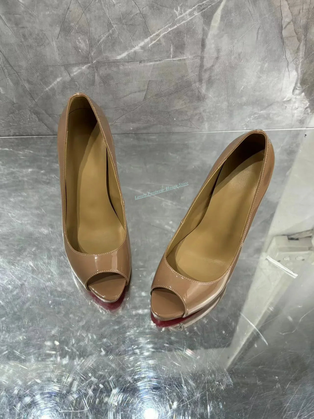 Women’s Leather Peep Toe High Heels